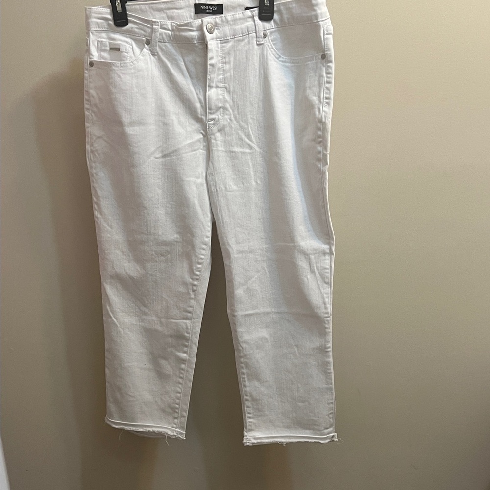 Nine West White Straight-Leg Capris Jeans Size 16